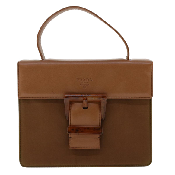 PRADA Hand Bag Nylon Leather Brown Auth cl658 - Picture 13 of 16